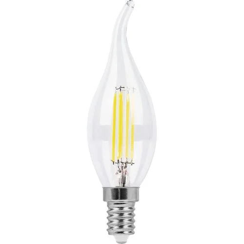 Лампа светодиодная, С35Т свеча на ветру (9W) 230V E14 2700K прозрачная, LB-74 Feron 25960