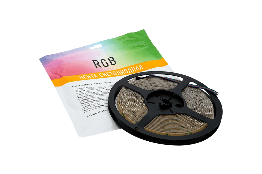 Лента свет.14,4 Вт/м SMD5050 Закрытая (IP65) Цвет Мульти RGB белый 12В