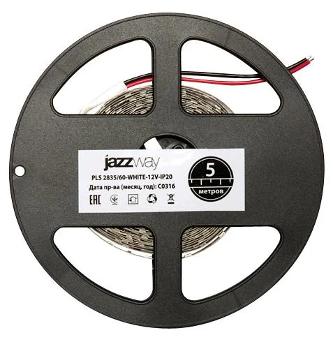 Лента светодиодная 12W PLS 2835/120-12V 6500K 870Lm IP20 5m (холодный белый) Jazzway