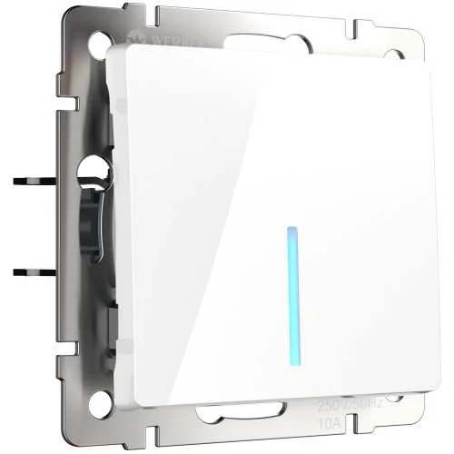 Механизм переключателя 1-кл. с индик. проходной 10A (белый) Werkel W1112101