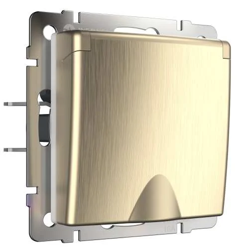 Механизм розетки 1-м с/з с/ш с крышкой 16А IP44 (шампань рифленый) Werkel W1171210