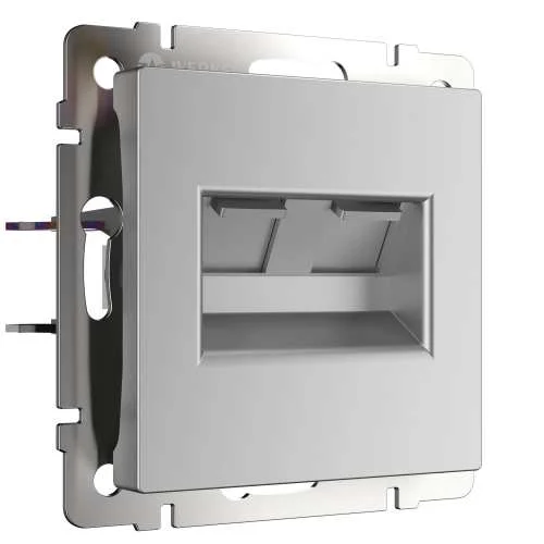 Механизм розетки RJ11 (телеф.) TF + RJ45 кат.5е UTP (серебряный) Werkel WL06-RJ11+RJ45 снят *