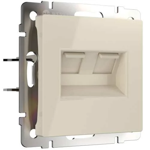Механизм розетки RJ11 (телеф.) TF + RJ45 кат.5е UTP (слон.кость) Werkel снят с произ.*