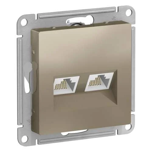 Механизм розетки RJ45х2 кат.5е UTP AtlasDesign (шампань) SE ATN000585