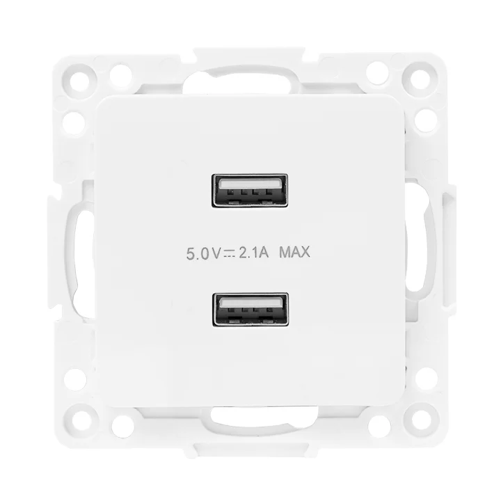 Механизм розетки USBх2 2,1А (белый) винт. зажимы EKF