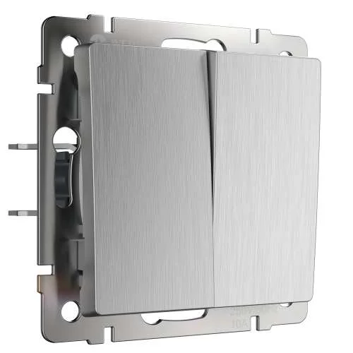 Механизм выключателя 2-кл. 10A (cеребр. рифленый) Werkel W1120009