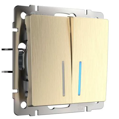 Механизм выключателя 2-кл. с инд. 10A (шампань рифленый) Werkel W1120110