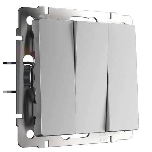Механизм выключателя 3-кл. 10A (серебряный) Werkel W1132006 снят *