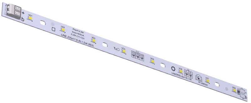 Модуль светодиодный LINE 235x11.6 AL1 2x4 Refond 2835 CRI80 5000K DL250