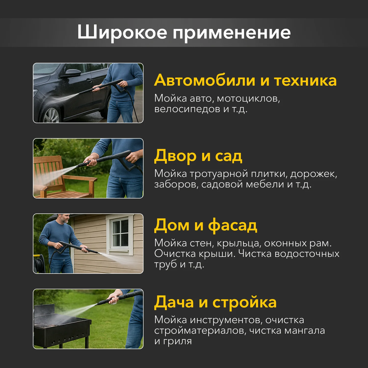 Мойка высокого давления KR-110, 1400Вт, 400 л/ч, 110 Бар KRANZ KR-16-1261 — фото 6