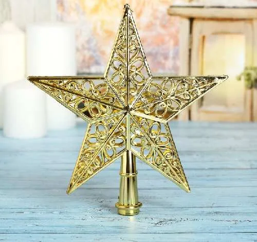 Наконечник "Звезда" ажурная, 20х20,5 см, посыпка золото, 4326206