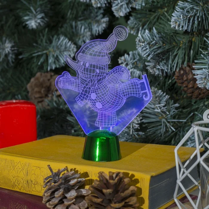 Подставка световая "Снеговик на коньках", 14.5х10.5 см, 1 LED, RGB микс 2446499