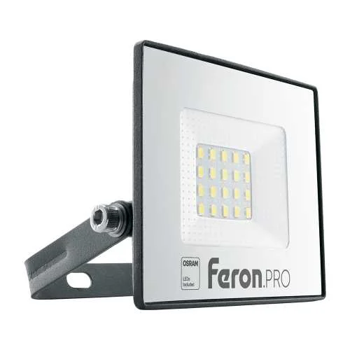 Прожектор светодиодный 20W 6400K 1600Лм IP65 , черный, LL-1000 Feron.PRO (Osram) арт. 41538