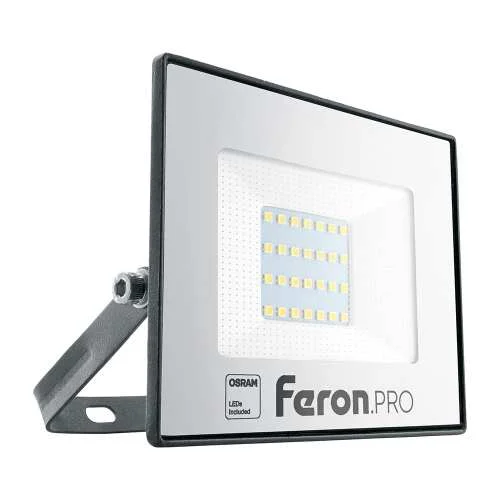 Прожектор светодиодный 30W 6400K 3000Лм IP65 черный, LL-1000 Feron.PRO (Osram) арт. 41539
