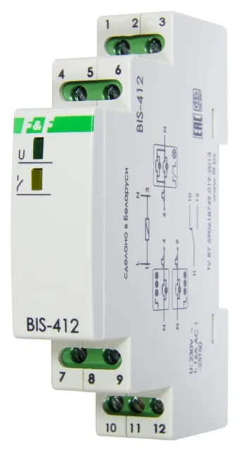 Реле импульсное (бистабильное) BIS-412 230B 16A IP20 1 модуль, монтаж на DIN-рейке