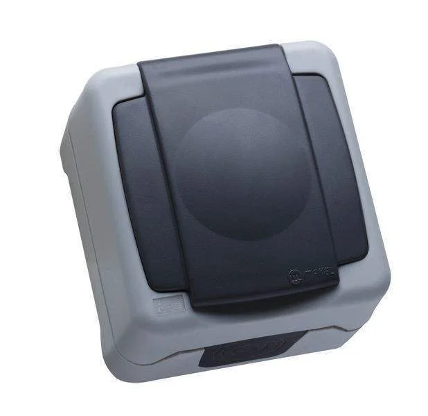 Розетка о/п 1-м с/з с крышкой Nemliyer 16А IP55 (серая) с пружинным зажимом Makel 36064099
