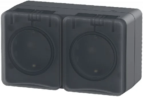 Розетка о/п 2-м с/з с/ш с проз. крышкой AtlasDesign Profi54 16А IP54 (антрацит) SchE ATN544026