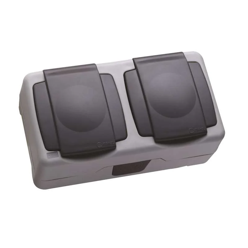 Розетка о/п 2-м сер. с/з/крышка 16А IP55 пружинный зажим Makel 36064206