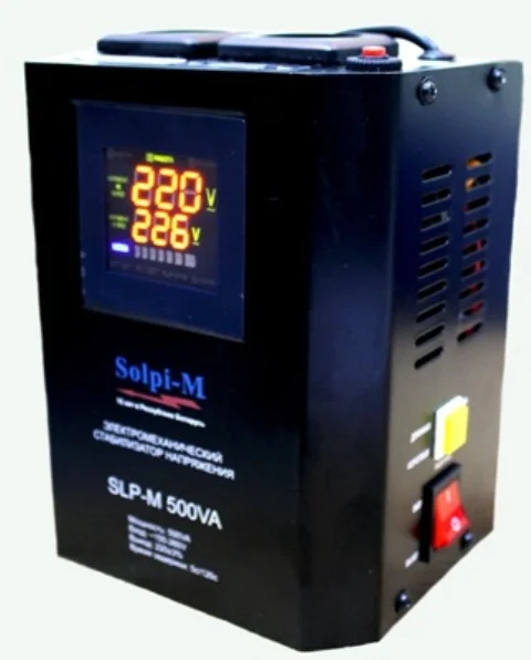 Стабилизатор напряжения Solpi-M SLP-M 500VA элмеханич.(навесной) ЧЁРНОГО ЦВЕТА