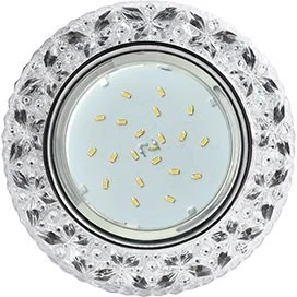 Свет. Ecola GX53 H4 LD7040 св-к Круг "Бабочки" подсветка 4K Прозрачный/Хром 35x125 FT53CBEFB