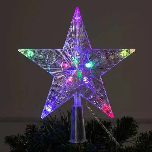 Светодиодная верхушка на ёлку «Звезда белая» 16см, 10 LED, провод 2м, 220В, свечение мульти, 5276531