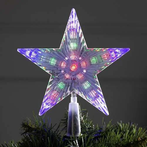 Светодиодная верхушка на ёлку «Звезда белая» 18см, 20 LED, провод 2м, 220В, свечение мульти, 1077216