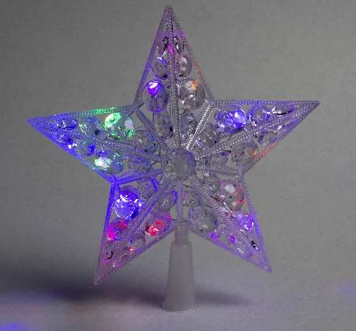Светодиодная верхушка на ёлку «Звезда белая» 22см, 15 LED, провод 2м, 220В, свечение мульти, 2314969