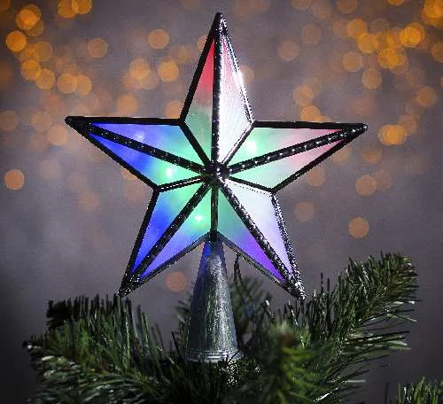 Светодиодная верхушка на ёлку «Звезда серебристая» 16см, 10 LED, провод 2м, 220В, свечение мульти, 2