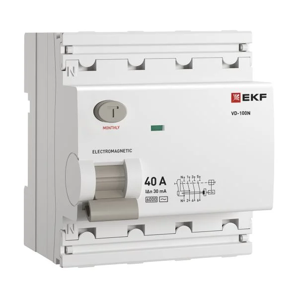 ВДТ ВД-100N 4P 40А 30мА AC эл-мех 6кА PROXIMA EKF