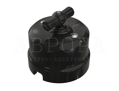 Выключатель фарфор d65*48 поворотный Аврора (черный) МезонинЪ GE70403-05