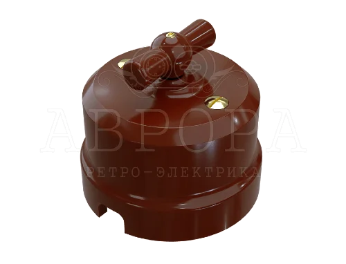 Выключатель фарфор d65*48 поворотный Аврора (корич.) МезонинЪ GE70403-04