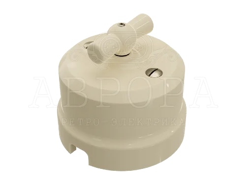 Выключатель фарфор d65*48 поворотный Аврора (слон. кость) МезонинЪ GE70403-02